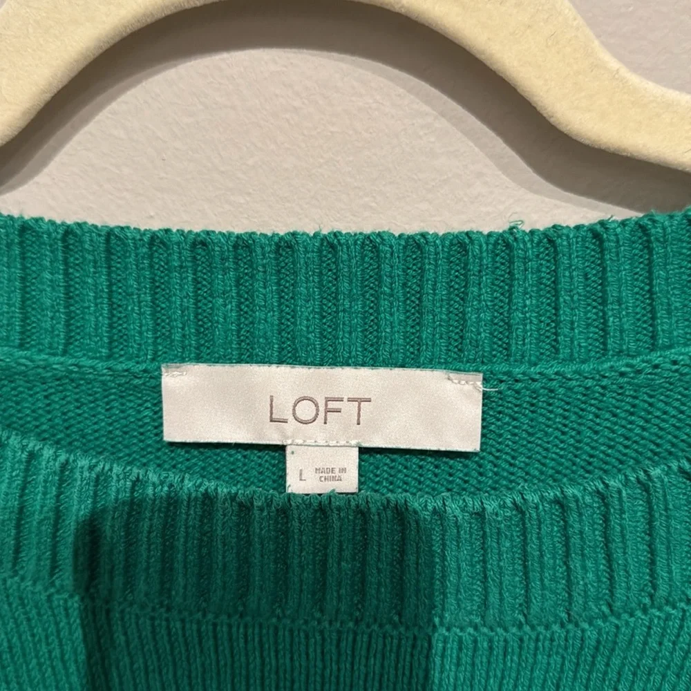 LOFT Green and Light Blue Striped Women's Sweater - Picture 3 of 4